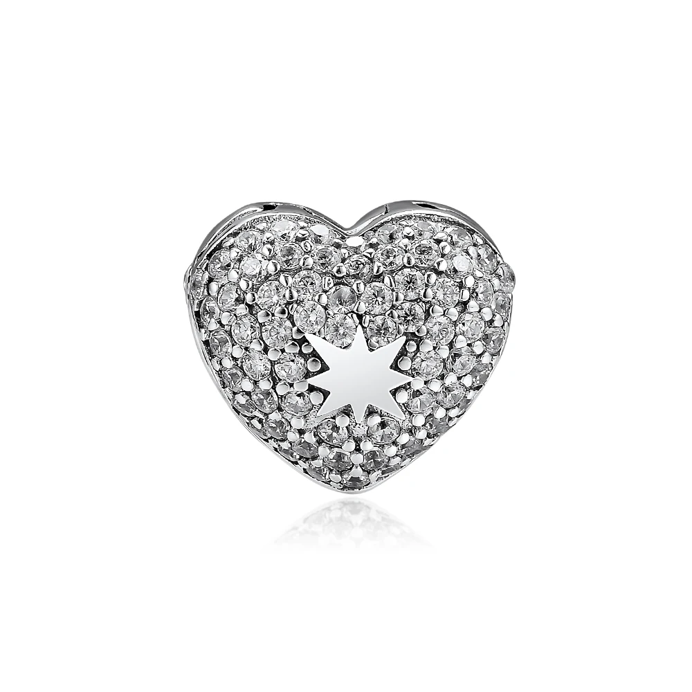 

Beads fit for Pandora Bracelets Star in My Heart Clip charms 100% 925 Sterling Silver Jewelry Free Shipping