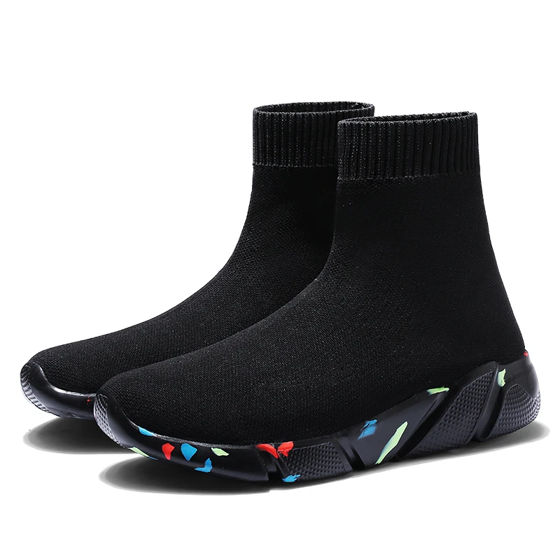 Light High Top New Breathable Flying Socks Shoes Man Women Sports Stretch Sport Sneakers Flat Running Shoes For Men Sneaker Shoe