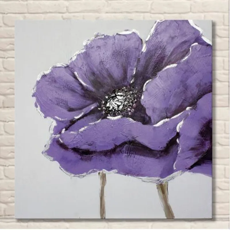 

Handmade Floral Paintings Handpainted Blue Lotus Flower Oil Painting Large Canvas Pictures Modern Abstract Home Decor Wall Art