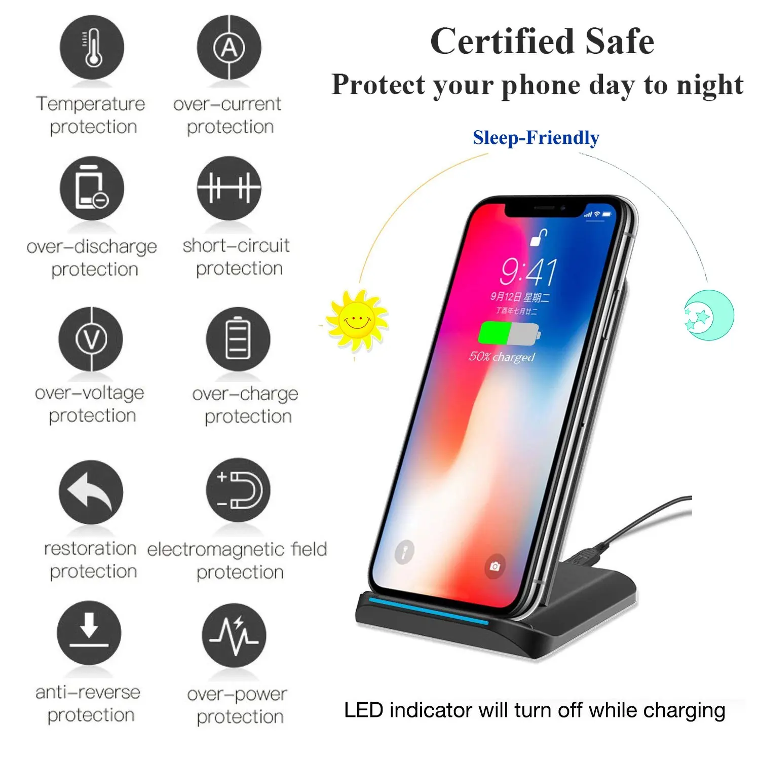 تشى معتمد 10 W شاحن لاسلكي ل Ulefone X ، درع X ، درع 5 ، درع 6E 6 الهاتف المحمول اللاسلكية Chargeing حامل حامل