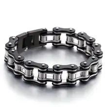 Тяжелые мужские черные золотые цепи Велосипед Байкер Браслет мотоцикл панк Серебро Титан Нержавеющая сталь велосипедный браслет ювелирные изделия