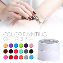 MONASI 36 Colors Nail Art Paint Color Gel Draw Painting Acrylic Classic Black Color UV Gel Tip Nail Art Pick 1 Color(DP01~DP12)