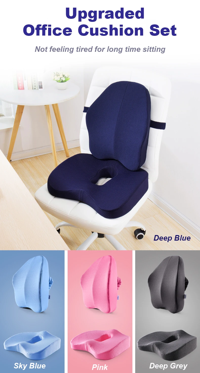 Memory Foam 2 Pcs Orthopedic Pillow Set Office Chair Cushion Coccyx Pad Car Seat Mats Hemorrhoid Vertebra Spine Protect Cushion
