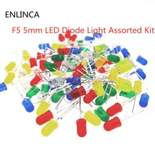 100 шт. F5 5 мм светодиодный диодный светильник Ассорти Комплект светодиодный s набор круглый белый желтый красный зеленый синий электронный diy комплект фиолетовый розовый теплый белый
