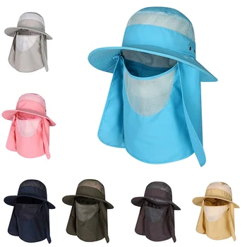 

Sun Cap Breathable Wide Brim Fishing Hat UV Protection Removable Face Neck Flap Hiking Travel Camping Gardening Boating