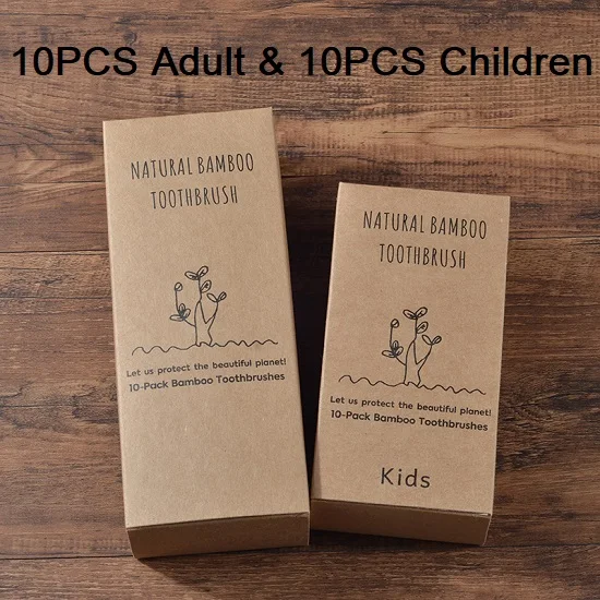 10pc adults10pc kids 20 штук в упаковке; костюм для родителей и детей; Мягкая зубная щетка с щетиной; Bamboo brosse a dent cepillo dientes Eco Capitellum; зубная щетка из бамбукового волокна - Цвет: 10pc adults10pc kids