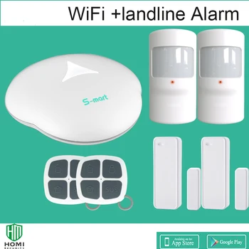

2pcs PIR motion sensors 2 door/window open contact telephone line +wifi small house security system
