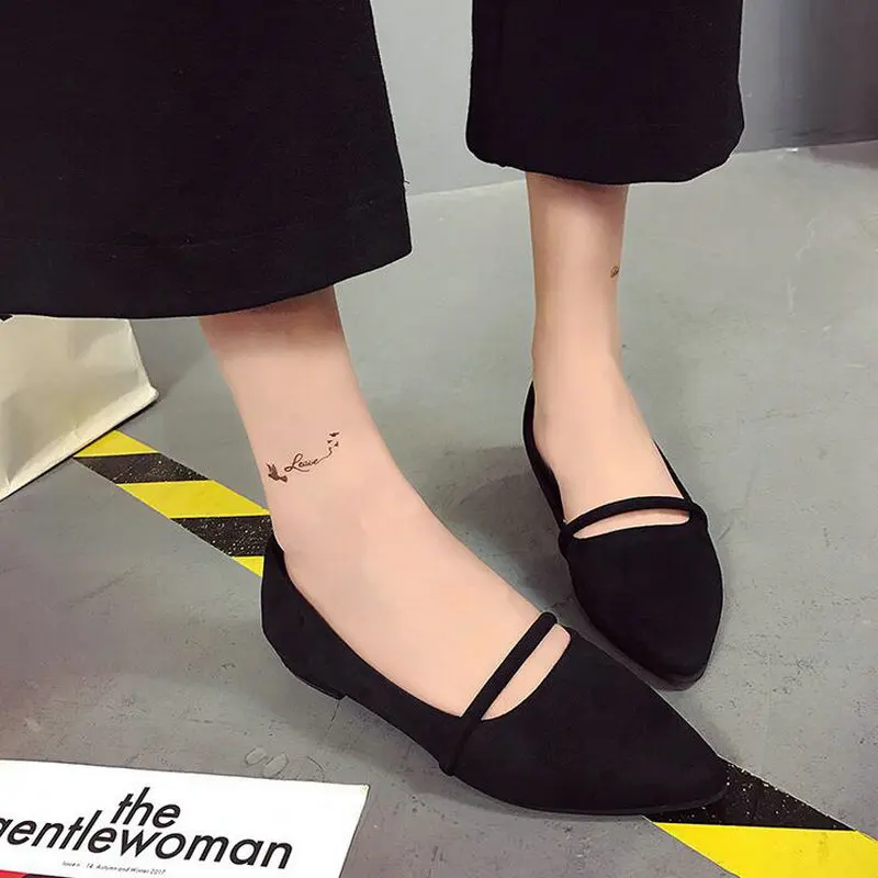 

Women Nubuck leather Pointed toe shoes fashion breathable shallow shoes retro All-match flats Female casual girls shoes CL-04