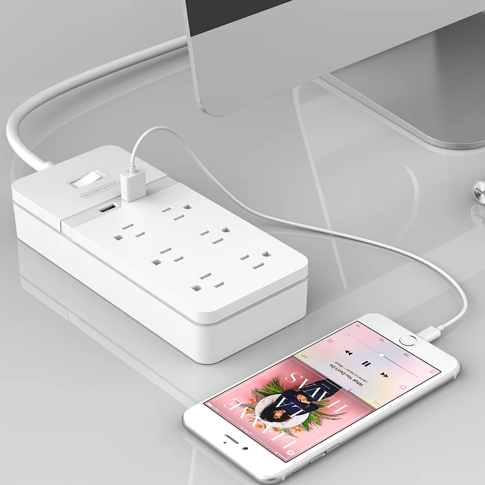 NTON POWER USB удлинитель питания защита розетки от скачков напряжения 6 AC 2 порт с