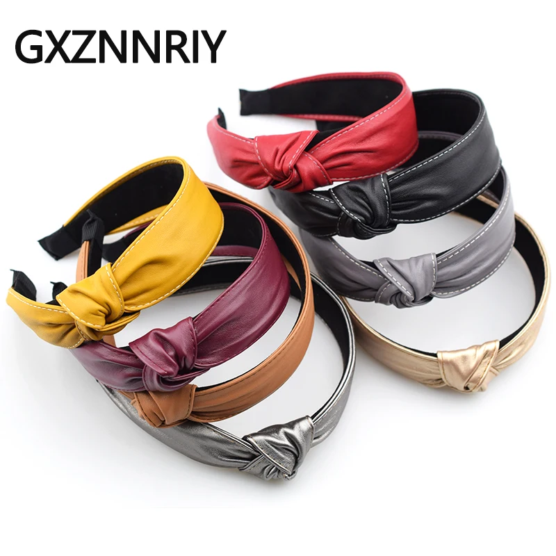 

Autumn Winter PU Leather Hairband Knot Headbands for Women Korean Style Hair Accessories Girls Hair Hoop Fashion Headwear Gifts