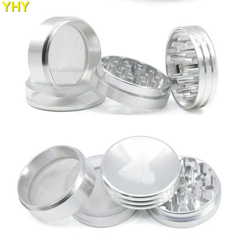 4 Pieces Metal Herb Grinder With Transparent Bottom Cover Concaver Top Cover 63mm Aluminum Alloy Herbal01