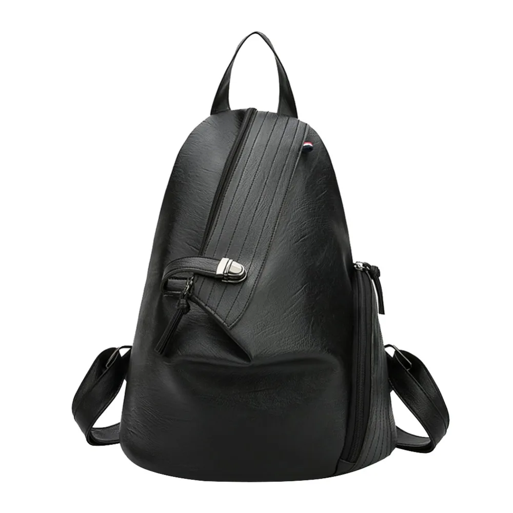 2019 mujeres de la cremallera de cuero de la PU de mochilas para chicas de viaje de la escuela bolso mujer bolsos sólidos Mochila femenina, saco un Dos