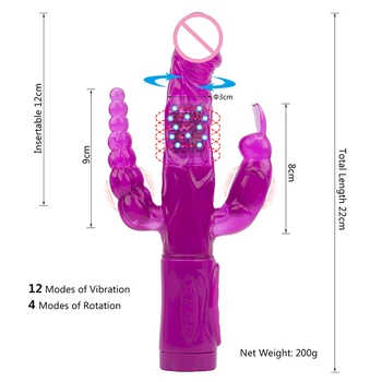 Erotic Sextoy Triple Pleasure Rabbit Vibrator Double Penetration Dildo Anal G Spot Clitoris Stimulator Adult Sex Toys for Woman 2