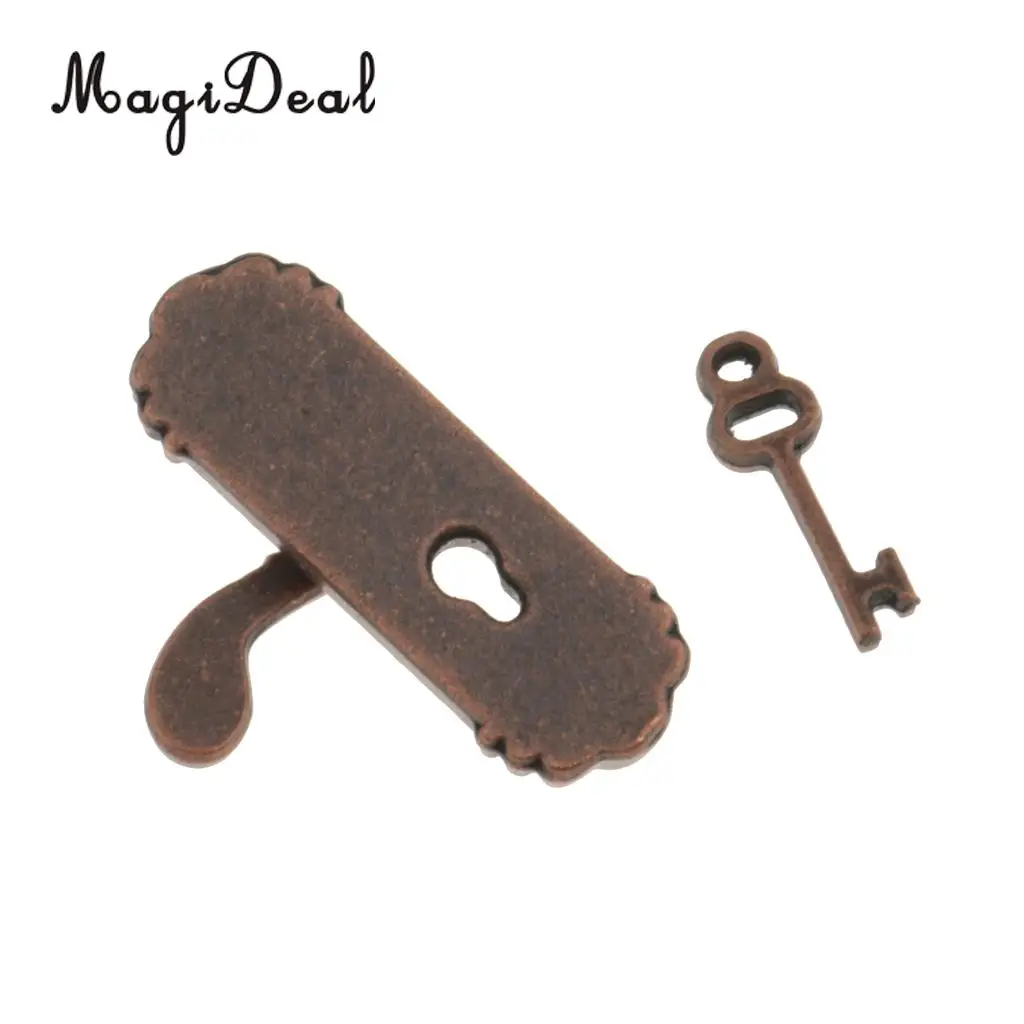 4Pcs Metal 1:12 Scale Door Knob Right Handle Key Dollhouse Miniature Doors DIY Furniture Accessory Toys