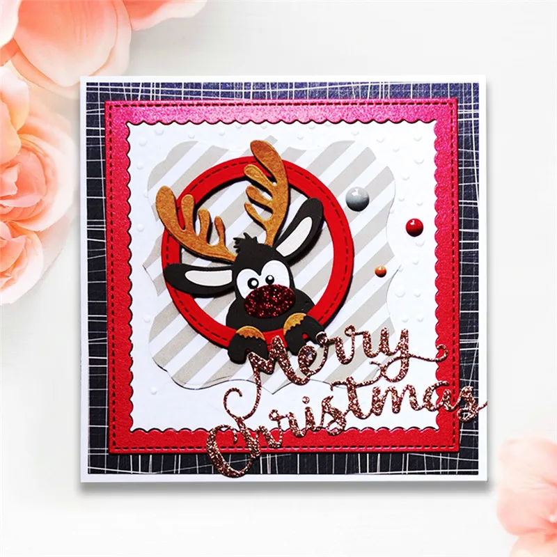 

Naifumodo Rudolph Reindeer Christmas Paper Piecing Metal Cutting Dies for Card Making Scrapbooking Craft Embossing Dies New 2019