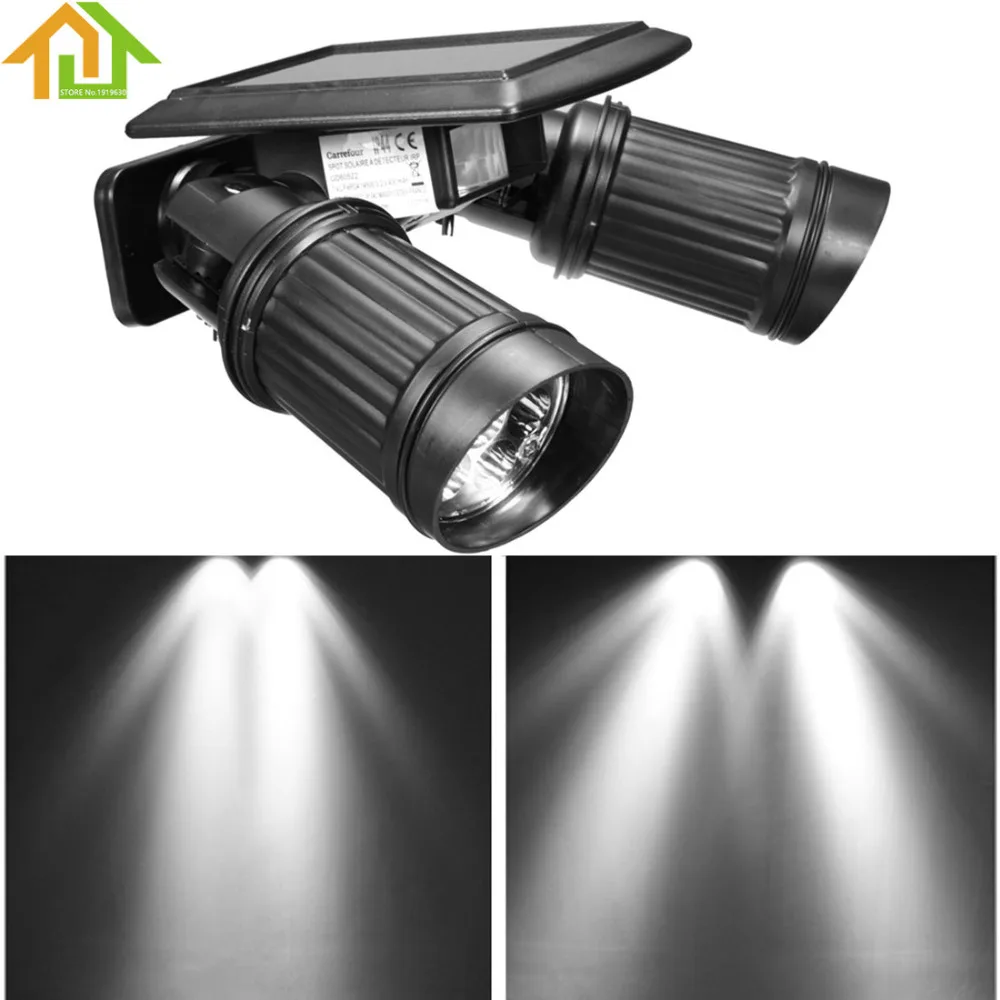

14 LED Outdoor Waterproof Solar Power PIR Motion Sensor Dual Head Spotlight Adjustable Wall Light for Garden / Yard / Driveway