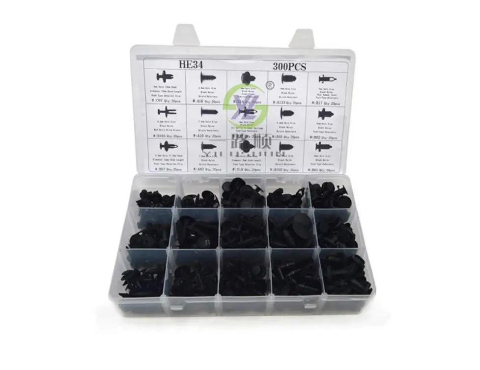 

300pcs For Toyota Honda Ford Chrysler Boxed Buckle 15 Mixed Mounting Clips HE34