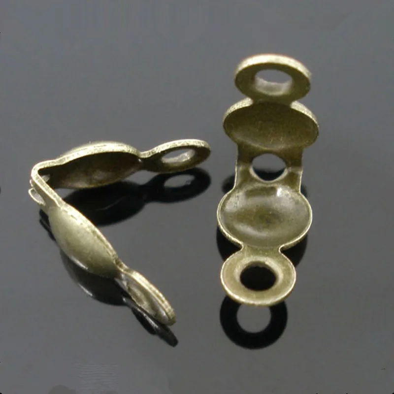 500Pcs Charlotte Necklace Crimps Beads Tips For Jewelry Making 8x4mm, Silver Tone/Bronze Tone