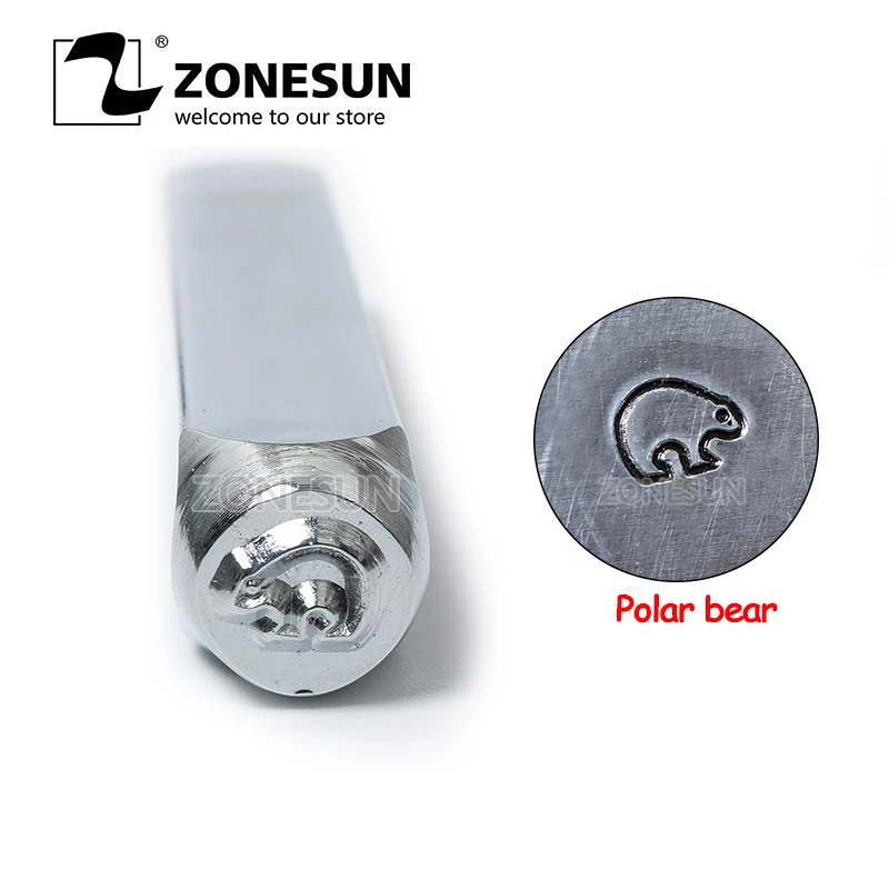 ZONESUN медведь ювелирные штампованная металлическая Алфавит логотип Сталь штампы для тиснения инструмент для маркировки удар умирает для