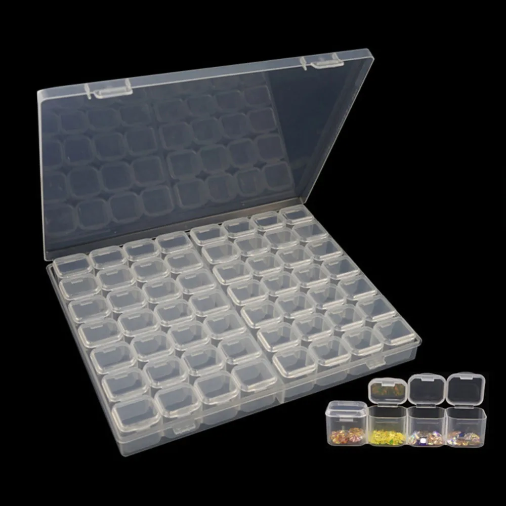 

56 Grids DIY Diamond Painting Rhinestone Transparent Plastic Storage Box Embroidery Beads Cross Stitch Cases Storage Organizer