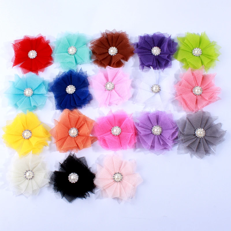 5PCS 6.5CM Mini Tulle Mesh Artificial Flowers For Wedding Invitation