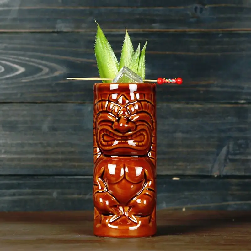 Гавайи Тики-бокалы бокал для коктейлей пивная кружка для напитков Кубок для вина Керамика Тики-бокалы - Цвет: Brown