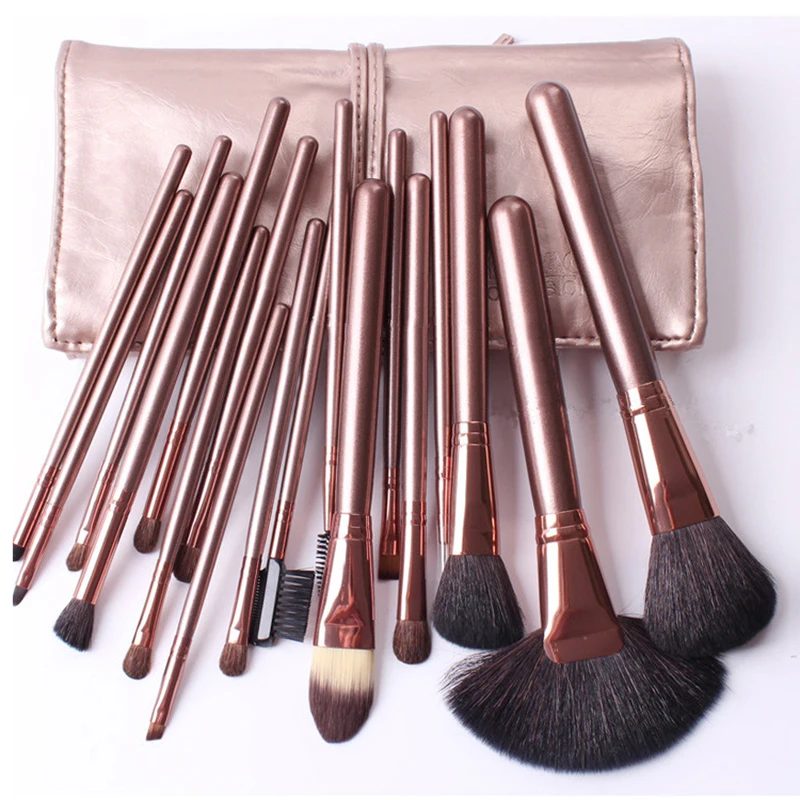 Professional 18Pcs Makeup Brush Set Animal Goat Horse Hair Eyeshadow