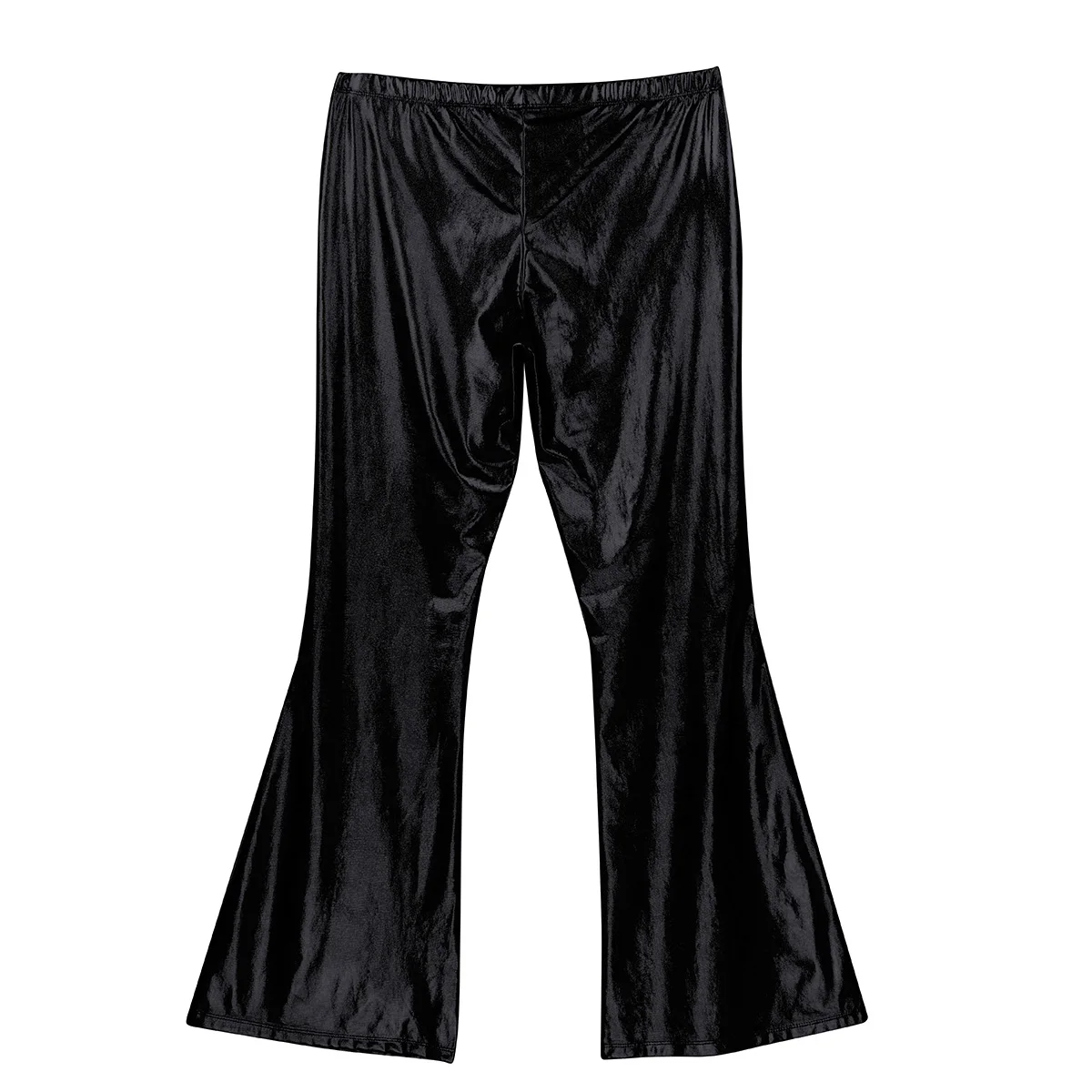 Для взрослых мужчин s блестящий металлик диско длинные брюки и колокол снизу расклешенные костюм для мужчин Светоотражающие кожаные брюки фантазия Хэллоуин