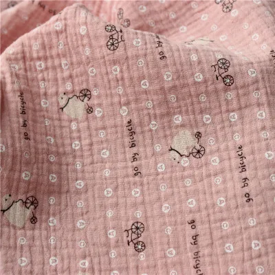 Хлопчатобумажная марля креп печать одежда брюки из материала сирсакер пижамы mosquito ткань - Цвет: Dark pink