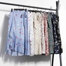 Женские богемные пляжные шифоновые юбки модные женские летние цветочные рыбий хвост кружевная юбка гофрированные асимметричные юбки с подкладкой