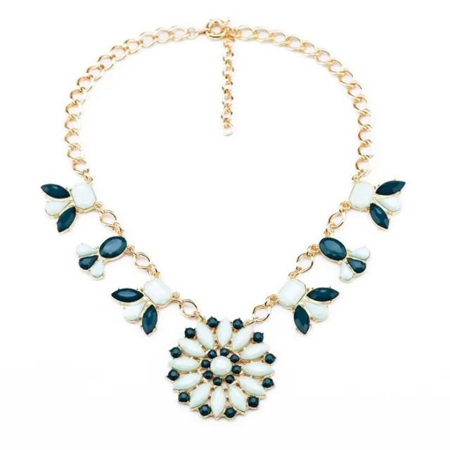 

Fashion Jewelry Blue Flower Necklace Perfume Women Online Shopping India Retro Collar Necklace Accessories