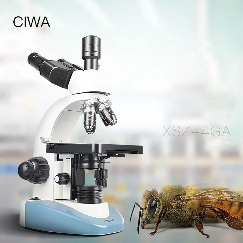 CIWA Профессиональный биологический 40X-1600X микроскоп бинокулярный бинокль HD научный эксперимент светодиодный монокулярный микроскоп