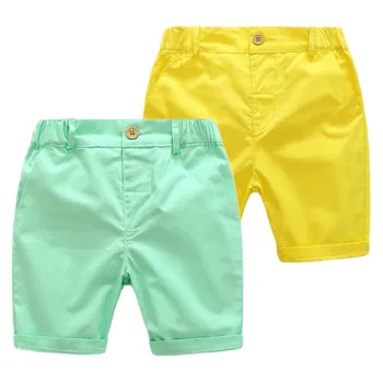 

Kids Boys Shorts Toddler Clothing Children Casual Solid Soft Cotton Green/Yellow Shorts For Baby Boys 3-7 Years Wear