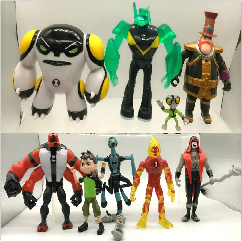 9pcs set Ben 10 Ben Tennyson Four arms Grey Matter Kineceleran Diamondhead Heatblast PVC Action Figures