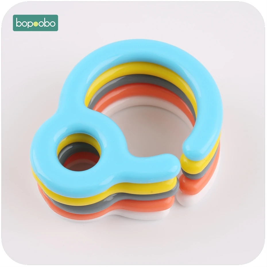 Bopoobo 5pcs Plastic Teething Ring Links For Baby Stroller Toys