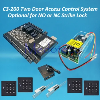 

C3-200 two door access control panel System+Keyapd 125khz KR102E rfid Reader Rfid Card Access Control NO NC Electric Strike Lock