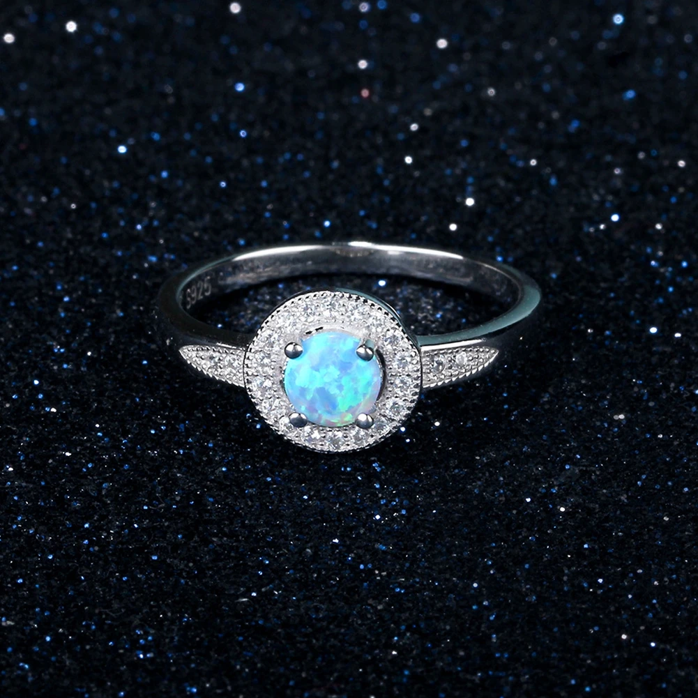 Одежда высшего качества 925 пробы серебро Fine Jewelry Кольцо Романтический CZ и опала