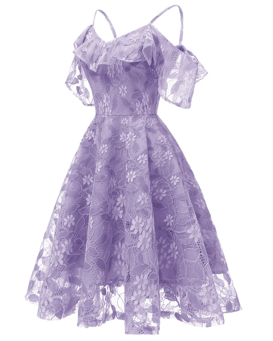 Gladiolus Spaghetti Strap Summer Dress Women Sleeveless V Neck Lace Hollow Sexy Vintage Party Dress 2019 Evening Ladies Dresses (34)