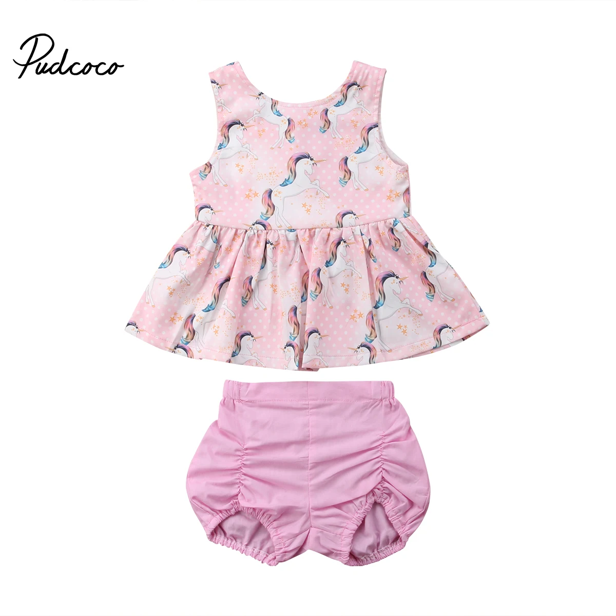 Bottom Pants 2PCS Set Unicorn Kids Baby Girls Outfits Clothes T-shirt Top Dress