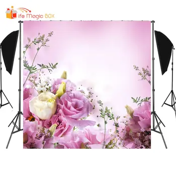 

LIFE MAGIC BOX Background Photography Purple Big Flowers Birthday Backdrops Wedding Mothers Day Photocall for Studio