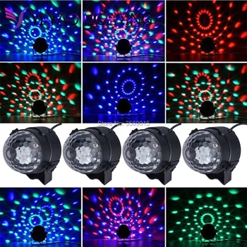 

4pcs/lot IR Remote 3W Mini RGB Crystal Magic Ball Sound Activated Disco Stage Lamp Lumiere