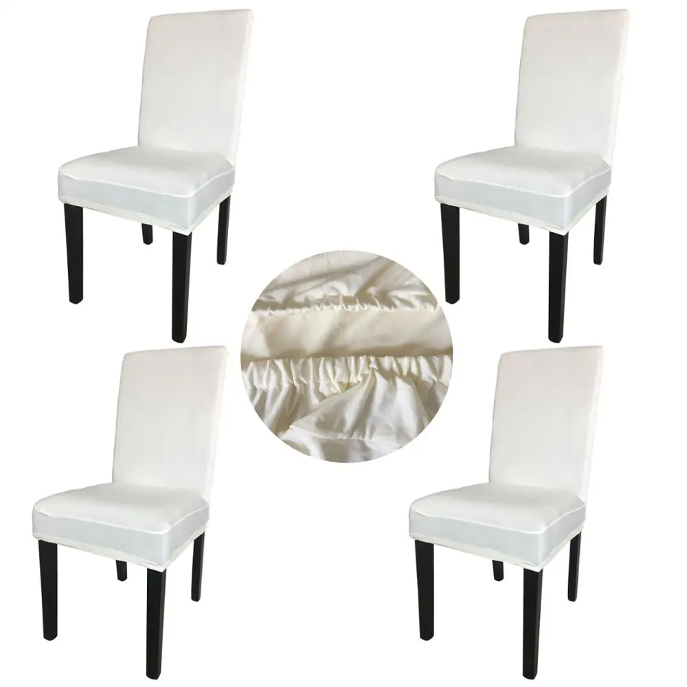 Wholesales 4 Pieces Cream Spandex Fabric Stretch Removable Washable Dining Room Chair Cover Protector Seat Slipcovers SCS-4CR Wholesales 4 Pieces Cream Spandex Fabric Stretch Removable Washable Dining Room Chair Cover Protector Seat Slipcovers SCS-4CR
