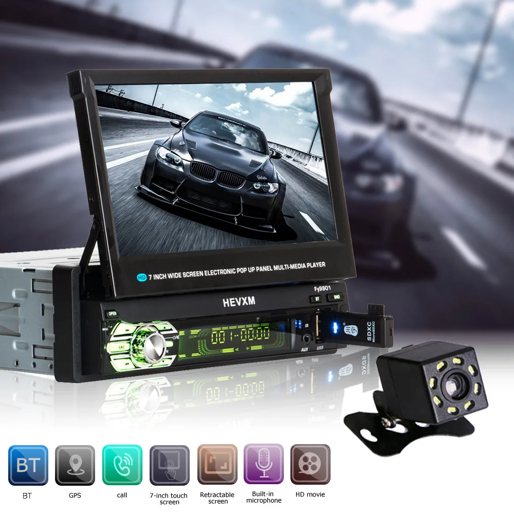 

Automagnitola 2 Din Car Video MP5 Multimedia Player Autoradio 9601G FM Radio Receiver With Retractable Screen Contains GPS