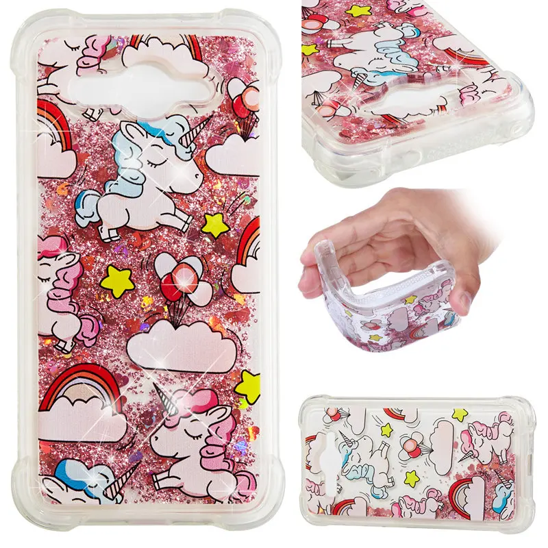 Luxury Glitter Liquid Case for Huawei Y3 2017 / Y5 2017 Cases Cover for Huawei Y6 2017 Unicorn Soft Silicone Phone Cases