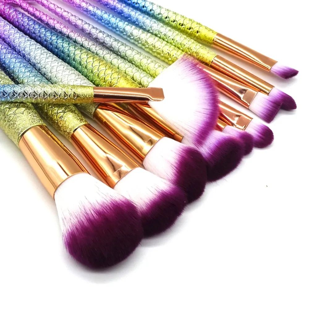 10 шт. кисти для макияжа в форме русалки|cosmetic brush|makeup brushesbrush contour |