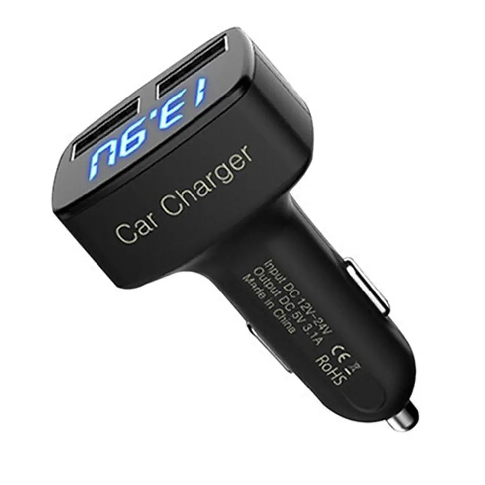

Hot 4-in-1 Dual USB Car Charger Digital LED Display DC 5V 3.1A Universal Adapter With Voltage Temperature Current Meter Tester