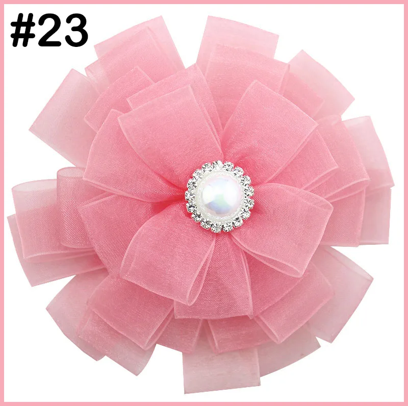

free shipping 30pcs Russian Hair Flowers bows organza flower girls present Headwear bows princess head flower Hair Clips Grips