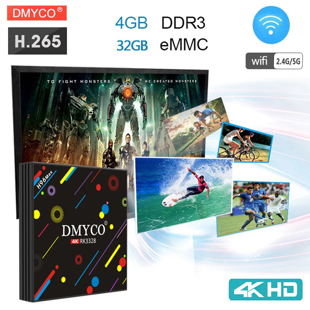 

Android 7.1 TV Box RK3328 Quad Core 4K Smart TV H96 Max H2 4GB 32GB H.265 2.4G/5G WiFi USB 3.0 Bluetooth 4.0 Smart Media Player