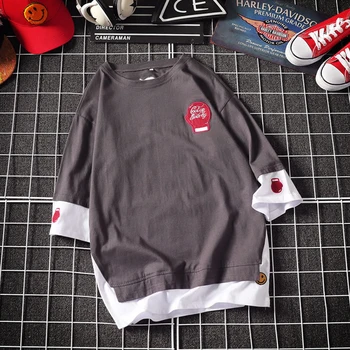 

Fake Summer T Shirt Men Cotton Cool Funny Hip Hop Tshirt Streetwear Camisetas Hombre 5xl Mens T Shirts Fashion 2019 Patchwork