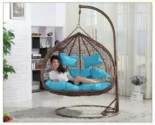 rattan double seats hanging casual swing chair
